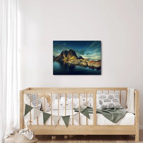 Tablou cu sat de pescari din Norvegia (70x50 cm)