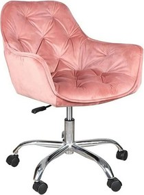 Scaun birou Q-190, stofa catifelata roz antic, 60x44x80 cm