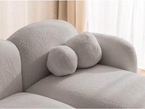 Colțar gri cu tapițerie din țesătură bouclé (cu colț pe partea dreaptă/cu șezlong) Orbit – Ropez