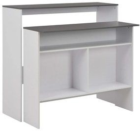 vidaXL Masă de bar cu 2 blaturi, alb și gri, 130x40x120 cm