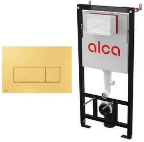 Set rezervor WC cu cadru incastrat Alca AM101/1120 si clapeta de actionare M575 auriu