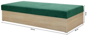 Pat de o persoană (canapea) 85 cm Idona (smaragd) (cu somieră și saltea) (cu sp. depozitare). 1098589