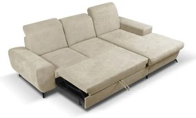 Colțar extensibil ALTA, tapițat, cu spațiu de depozitare, în L, pe partea dreaptă, bej