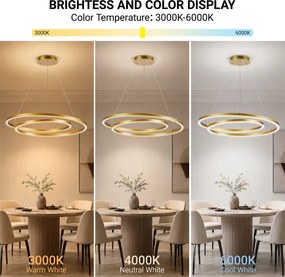 Brilagi-LED Candelabru LED cu reglare a intensității luminii pe cablu TWISTER LED/105W/230V 3000-6000K auriu + telecomandă
