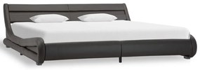 285743 vidaXL Cadru de pat cu LED, gri, 180 x 200 cm, piele artificială