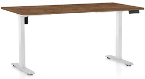 Masă înălțime reglabilă OfficeTech B, 160 x 80 cm, picioare albe, stejar silverjack