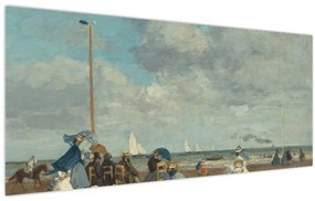 Tablou - Eugène Boudin, Beach  at Trouville, reproducere (120x50 cm)