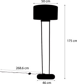 Lampă de podea bej cu abajur oval verde și interior auriu 50cm - Thijmen