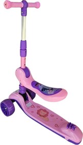 Trotineta 2 in 1 pentru copii cu roti luminoase din silicon NOVOKIDS™ Mini Scooter 8130, Cu melodii , 3 roti, Pliabila, Maner reglabil pe inaltime,