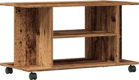 vidaXL Dulap TV cu roți, lemn vechi, 80x40x45 cm, lemn prelucrat