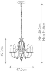 Lustră pe lanț Elstead ART5-AGD-BRASS ARTISAN 5xE14/60W/230V
