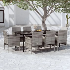 Set mobilier de gradina cu perne, 9 piese, gri si negru