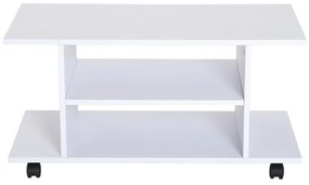 HomCom, comoda TV din lemn cu roti, 80x40x40cm, alb | Aosom Ro