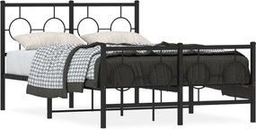 vidaXL Cadru pat metalic cu tăblie de cap/picioare, negru, 120x190 cm