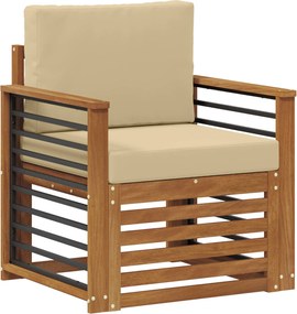 vidaXL Set de canapele de exterior cu pernă natural 71 x 63 x 73 cm