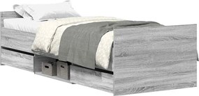 vidaXL Cadru de pat cu tăblie la cap/picioare, gri sonoma, 90x190 cm