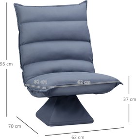 HOMCOM Fotoliu, rotativ, spătar rabatabil, aspect piele, cadru din oțel, gri, 62 x 70 x 95 cm | Aosom Romania