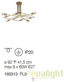 Lustra aplicata cu 8 brate, finisaj alama antic, TRIUMPH PL8 OTTONE
