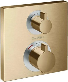 Baterie dus termostatata Hansgrohe Ecostat Square cu montaj incastrat 2 functii bronz periat