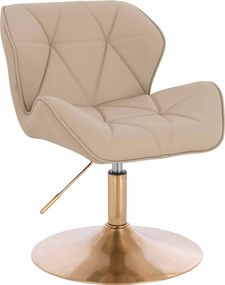 HR111N Scaun Crem Piele Ecologica Premium Soft cu Bază Aurie