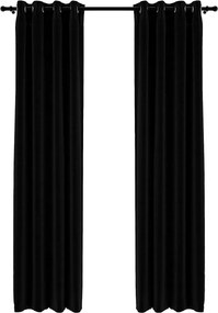 vidaXL Draperii opace, aspect in, cu ocheți, 2 buc., negru, 140x225 cm