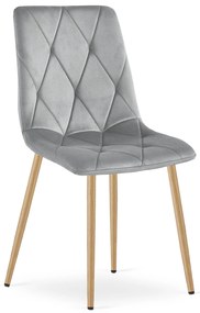 Scaun Bucatarie/Dining Fido Catifea Gri Deschis Picioare Metalice Finisaj Lemn