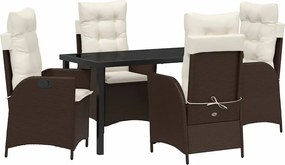 vidaXL Set de masă pentru grădină cu pernă 5 pcs Maro poliratan