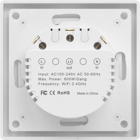 Immax NEO 07538L - Întrerupător inteligent cu 1 buton, 230 V, Wi-Fi Tuya