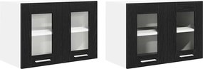 vidaXL Dulap suspendat cu ușă 2 pcs Stejar Negru 60 x 31 x 40 cm