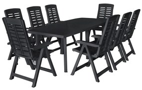 276181 vidaXL Set mobilier de exterior, 9 piese, antracit, plastic