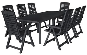 vidaXL Set mobilier de exterior, 9 piese, antracit, plastic