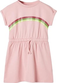 vidaXL Rochie pentru copii cu șnur în talie, roz deschis, 140