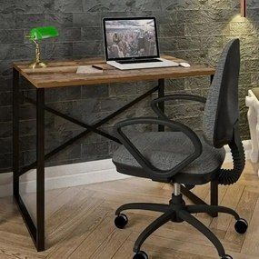 Birou pc pentru birou, model x1,culoare nuc si negru,90 cm