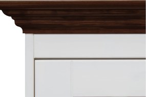 Băncuță lemn masiv nuc cu Ladă Alb-, 112 × 45 × 51 cm