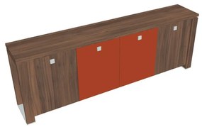Dulap mic Verno+ 260 x 46 x 90 cm, uși combinate, nuc / portocaliu