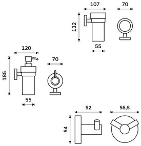 Dozator de săpun, suport de periuțe și cârlig de perete NIMCO UN set-31W-26 UNIX