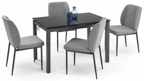 Set masă scaune pentru sufragerie Jacklyn (negru + gri închis) (pentru 4 6 persoane). Promo -6%. 1049412
