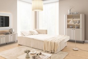 Colțar Solvero Mini cu funcție de dormit, stânga - pluș bej deschis Tilia 01