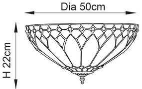Endon 63973 - Plafonieră Tiffany BROOKLYN, 2x E14, 60W, 230V, Ø 50 cm