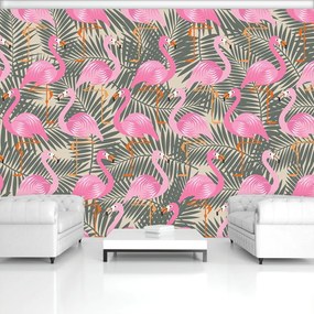 Fototapet - Flamingo - roz spre gri (254x184 cm)