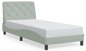 3207899 vidaXL Cadru de pat cu tăblie, gri deschis, 90x200 cm, catifea