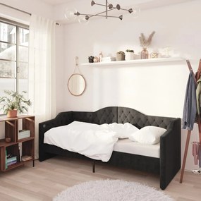 337185 vidaXL Pat de zi, negru, 90x200 cm, textil, USB
