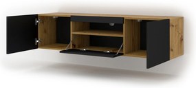 Masă TV/Dulap Aurinko 150 (Stejar artisan + Negru mat). 1083422