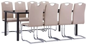 3053171 vidaXL Set mobilier de bucătărie 9 piese cappuccino piele ecologică