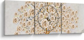 Tablou cu copac cu flori (cu ceas) (90x30 cm)