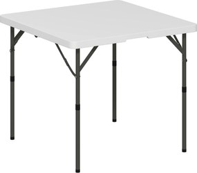 Outsunny Masă de Camping Pliabilă cu 2 Înălțimi Reglabile, 86x86x74 cm, Alb | Aosom Romania