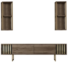 COMODA TV Lux Gold Line Tv Stand Stylish, Alb - Nuc - Gri, 180 x 48 x 30 cm