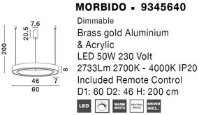 Pendul LED dimabil design modern MORBIDO alama auriu