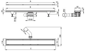 Rigola dus iesire laterala cu capac crom 900 mm Deante