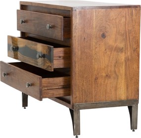 Comoda Mustang, Mauro Ferretti, 88x45x75 cm, lemn masiv de salcam, maro